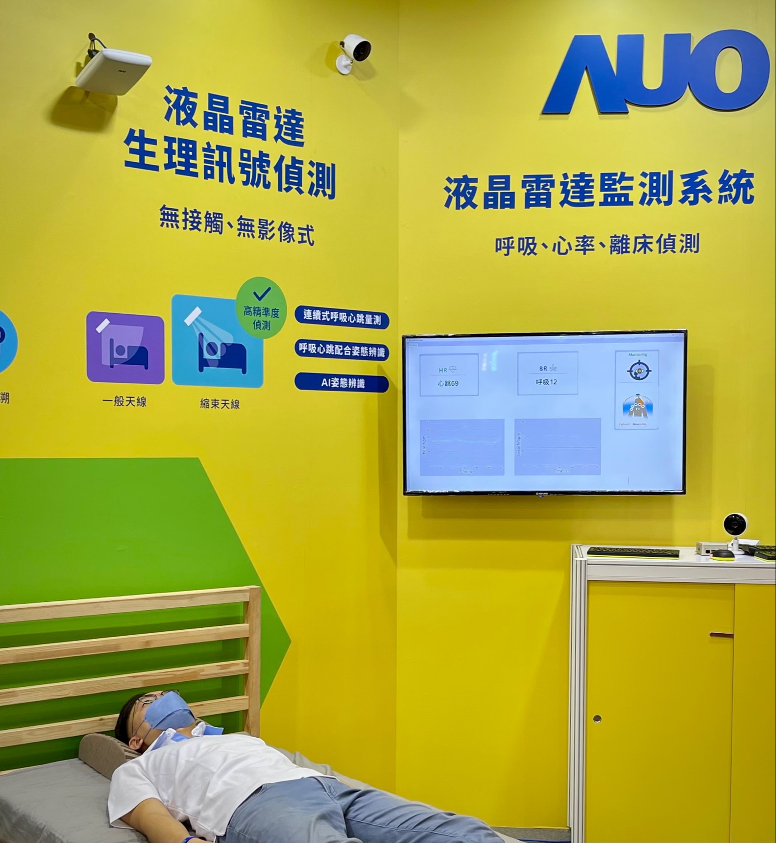 lehu乐虎88颐康「无接触生理监测雷达」，免除传统线路与贴片束缚，精准侦测呼吸、心跳等重要生理讯号