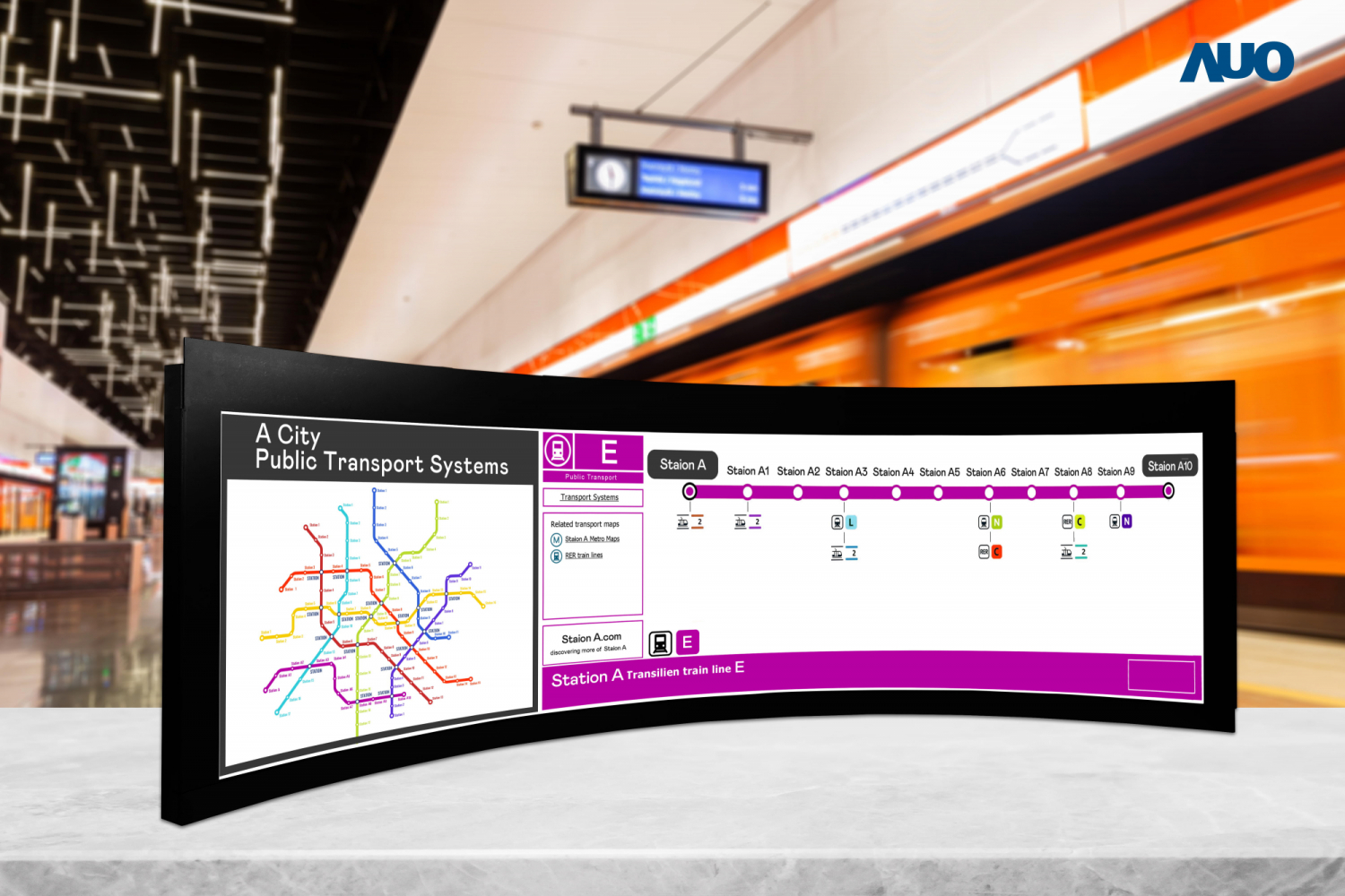 友達運用獨家TARTAN顯示技術，開發出全球最大58.6吋R1000曲面長條屏顯示器，在交通與移動領域的廣泛應用，為使用者提供清晰、完整的資訊內容，進而提升服務滿意度